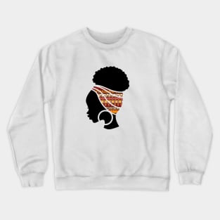 Afro Hair Woman with African Pattern Headwrap Crewneck Sweatshirt